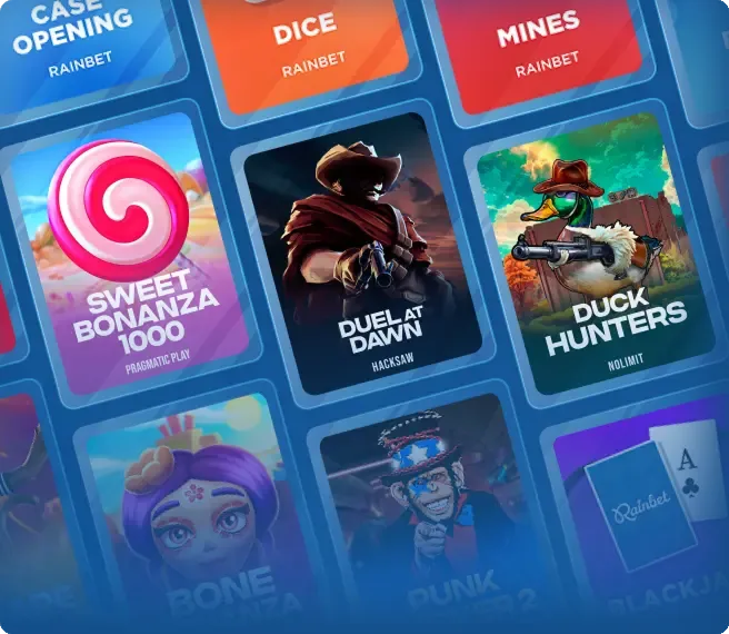 Rainbet casino banner avec lobby et jeux